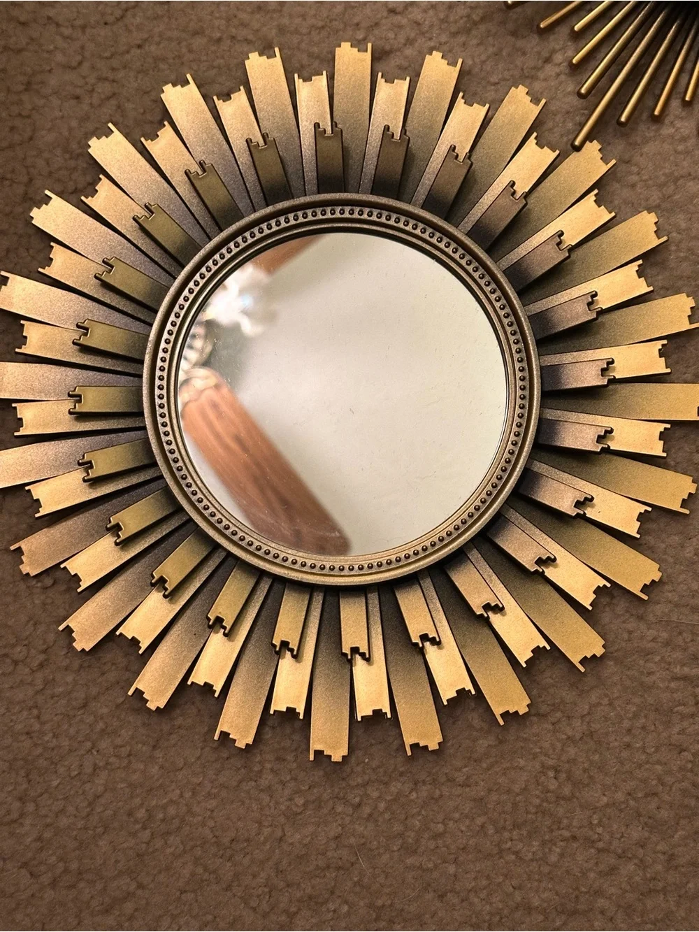 Gold Sunburst Wall Mirror Trio - Decorative Home Wall Decor